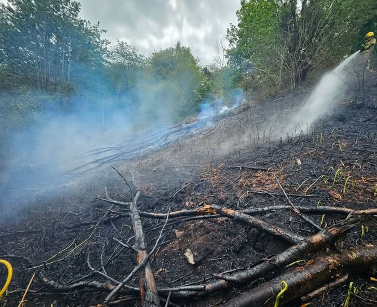 Fire crews tackle large blaze in the open near Oswestry