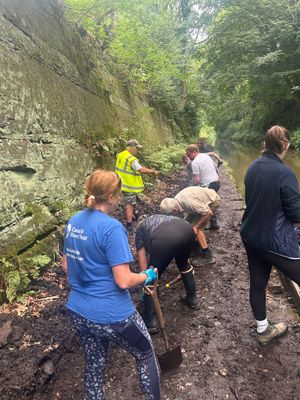 Canal volunteers in Market Drayton have removed thick and wet mud from the tow path at Tyrley Lock. Picture: Market Drayton Town Coucil
