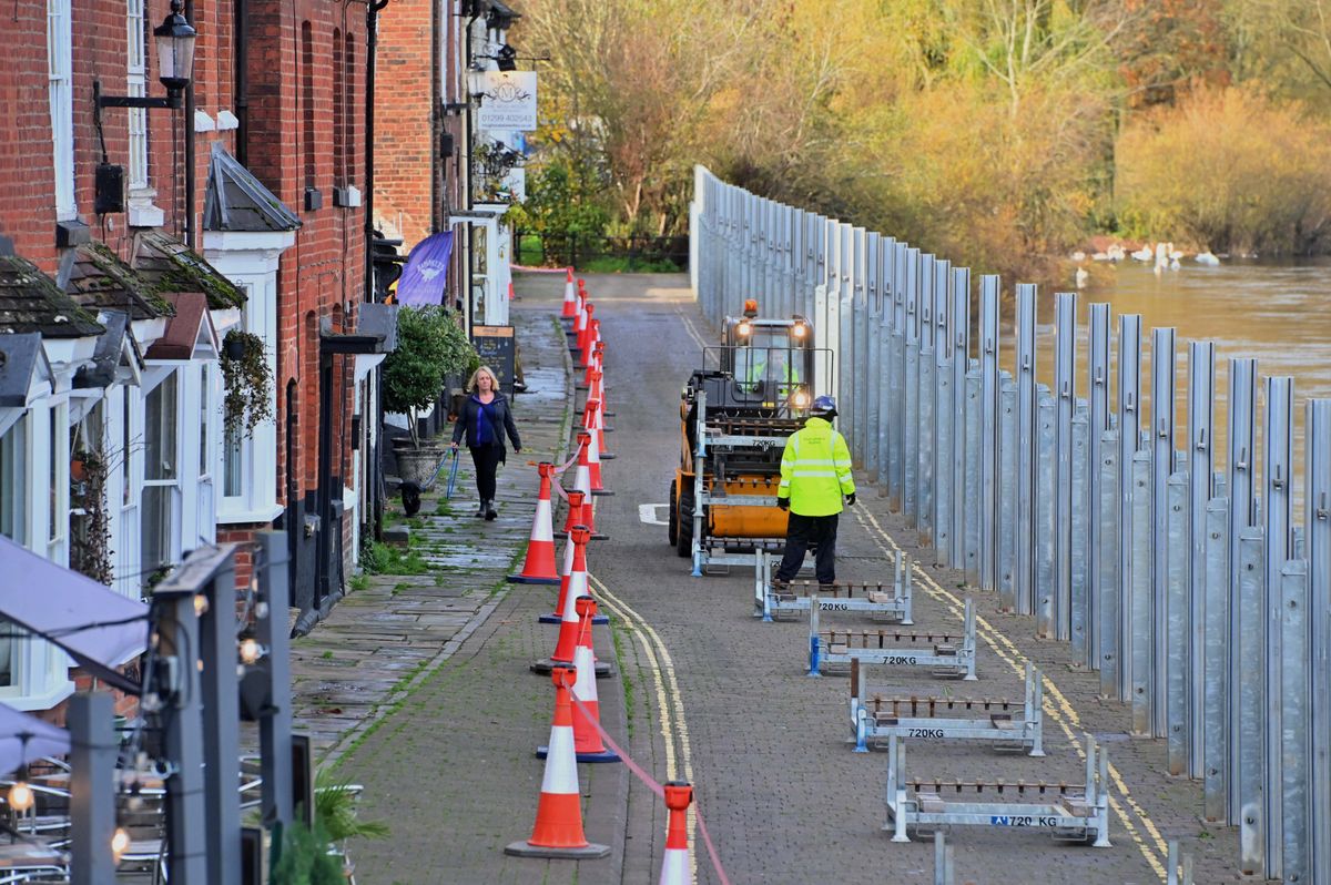 Storm Claudia: Watch as Bewdley flood defences are deployed as Met Office warns of deep floodwater and danger to life