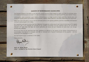 The notice on display in the Garden of Remembrance