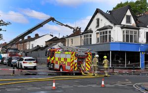 The blaze ripped through the derelict site on Anderson Road, Smethwick.