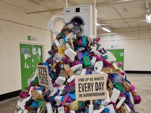 Supporting image for story: Giant plastic sculpture erected in Birmingham to represent waste problem