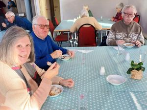 Members of the Community Support Lunch Club using the TIC in Builth Wells. Picture: BWCS