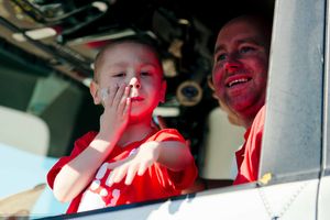 Zac Oliver in one of the lorries