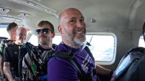 Neil Bayliss, CEO of Hubtel IT, in the aircraft before his skydive raising funds for Black Country Women's Aid