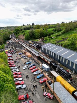 Aerial shot of the cars at the last Shrewsbury Severn Rotary Club event.