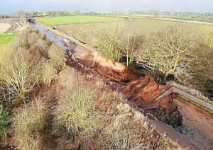A section of the Shropshire Union Canal that has collapsed
