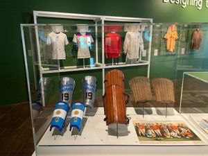 Hundreds of items are on show, including shin pads warn by world cup winner Lionel Messi