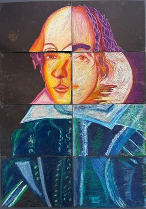 Portrait of William Shakespeare (Contemporary), Soulton Hall collection. Created by students of Shrewsbury School.