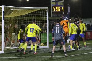 Tyrone Barnett equalises in the 98th minute for Halesowen. (Image by Steve Evans)