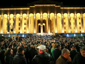 Supporting image for story: Tens of thousands rally in Georgia to denounce parliamentary election
