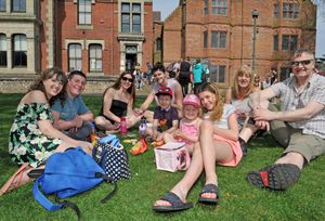 Families out enjoying the sunshine at Haden Hill House