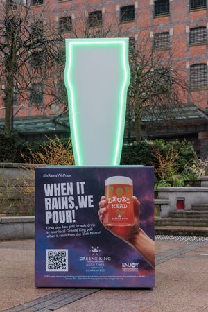 The rain drop detector lights up to signal the start of the campaign