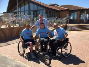 Supporting image for story: Gazza welcomes Shropshire wheelchair marathon men
