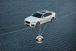 The Jaguar XF crossing the River Thames