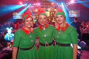 Three Christmas elves all the way from Austria also visited the event, pictured is: left, Rebecca Grasmuck, Bianca Grossgasteiger and Jenny Loitz.