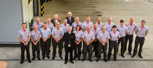 Chief Fire Officer Peter Dartford with firefighters involved in the rescue operation