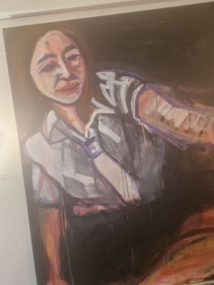 A piece of artwork on display at the Future Rebel gallery exhibition