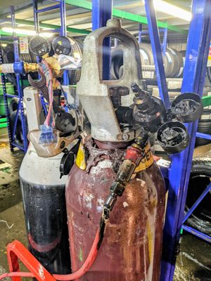 The canisters were found severely overheating and needing to be cooled down. Photo: Haden Cross Fire Station