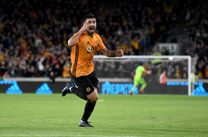 Ruben Neves of Wolverhampton Wanderers celebrates after scoring a goal to make it 1-1 (AMA/Sam Bagnall)