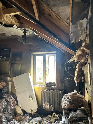 Damage caused by a fire at a home in Prees. Picture: Whitchurch Fire Station.