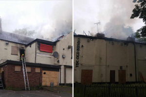 Firefighters at one of two fires at the Old Bush Inn over the same weekend