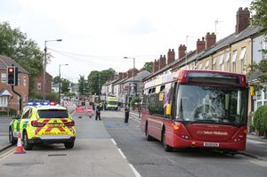 The scene in Bloxwich Road after the bus and bicycle crashed. Photo: SnapperSK