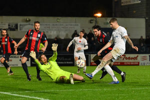 Matty Stenson netted a 14th-minute opener for AFC Telford, but they slipped to a 4-2 defeat at the hands of Merthyr Town (Picture: Kieren Griffin Photography)