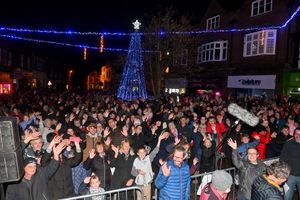Hundreds watched Market Drayton Christmas Lights Switch on. They were switched on by Mayor: Roy Aldcroft, Elspeth Taylor (Overall art winner in the Mkt D Calendar Comp), Town Crier: Geoff Russell and the Gingerbread Man.