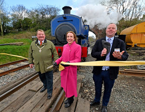 Helen Morgan officially opens Weston Wharf railway station, Oswestry, joined by Vince Hunt, the chair of Shropshire Council and chairman Rob Williams
