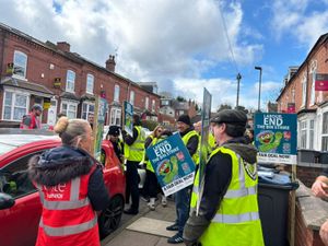 Striking bin workers and their supporters gather in Selly Oak, Birmingham on March 10. Credit: Alexander Brock. Permission for use for all LDRS partners.
