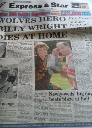 Ross made the front page of the Express & Star when he was born