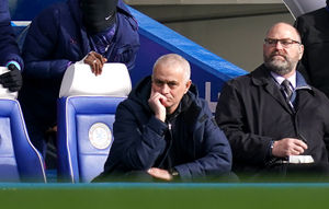 Tottenham Hotspur manager Jose Mourinho looks on