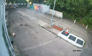 The smoke from the blaze could be seen rising above the building