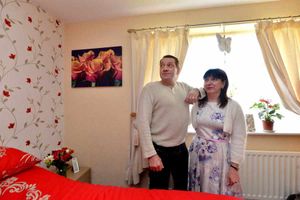 After: Chris and Gail Jones in their newly decorated bedroom