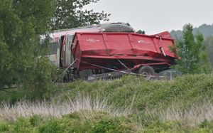 The aftermath of the crash involving a train and a tractor trailer near Leominster. Photo: Steve Leath