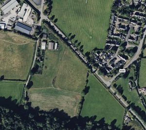 The site on the outskirts of Presteigne where 35 home including 11 affordable homes could be built. From UK Grid Reference Finder