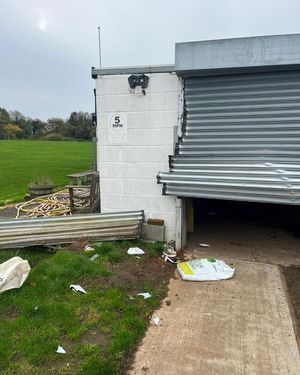 The cricket club's garage was damaged during the alleged break-in