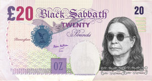 Ozzy Osbourne adorning Dion Kitson's £20 note creation
