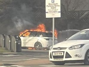 Supporting image for story: Range Rover bursts into flames at Merry Hill KFC car park