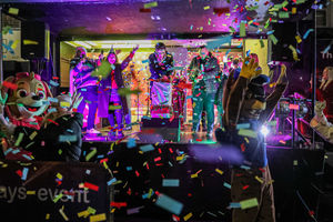 The big moment arrives as Mark Charnock turns on the Christmas lights. Photo: Kennett Photography