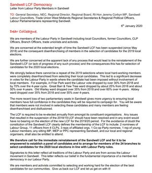 The letter addressed to the NEC