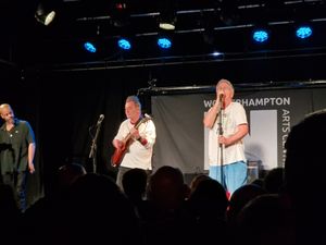 Gary Daly (R) and Eddie Lundon on stage with China Crisis at Wolverhampton Arts Centre on Friday night