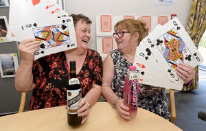 Patients Sharon Griffiths and Jayne Charles, enjoyed a go on Play Your Cards Right