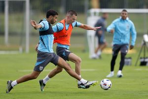Ginaluca Frabotta and Jed Wallace at West Brom's camp in Austria (Photo by Adam Fradgley/West Bromwich Albion FC via Getty Images)