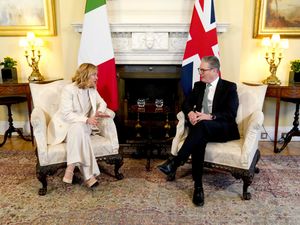 Prime Minster Sir Keir Starmer with the Prime Minister of Italy, Giorgia Meloni, inside 10 Downing Street, London, ahead of their bilateral meeting to discuss a wide range of issues including migration, Ukraine and European security