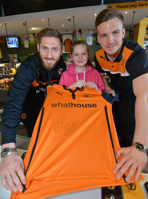 Wolves players James Henry (left) and Lee Evans meet fans at the Molineux Megastore this week.