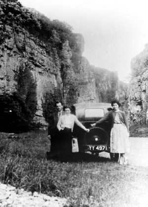 Ken with wife Ethel and his sister Mary on a trip in YY 4971 to the Cheddar Gorge in the 1950s – son Dave is aiming to go back there to recreate this picture.