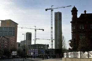 Cranes seen from Birmingham Children's Hospital