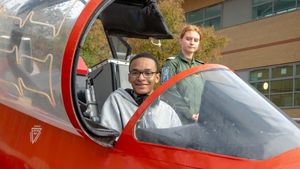 Visitors to the show got the chance to sit in the RAF Hawk.
